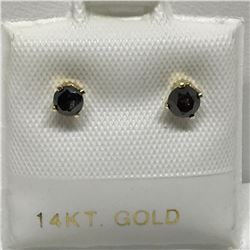#18-14KT YELLOW GOLD BLACK DIAMOND EARRINGS