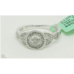 #19-10KT WHITE GOLD DIAMOND VINTAGE STYLE RING SZ7