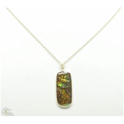 #20-14KT YELLOW GOLD AMMOLITE PENDANT NECKLACE