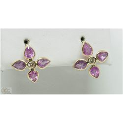 #22-14KT YELLOW GOLD SAPPHIRE & DIAMOND EARRINGS
