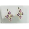 Image 2 : #22-14KT YELLOW GOLD SAPPHIRE & DIAMOND EARRINGS