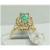Image 1 : #32-10KT YELLOW GOLD EMERALD & DIAMOND RING SZ 6.5