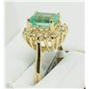 Image 3 : #32-10KT YELLOW GOLD EMERALD & DIAMOND RING SZ 6.5