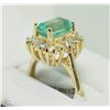 Image 4 : #32-10KT YELLOW GOLD EMERALD & DIAMOND RING SZ 6.5