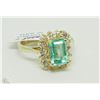 Image 5 : #32-10KT YELLOW GOLD EMERALD & DIAMOND RING SZ 6.5