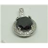 Image 1 : #34-14KT WHITE GOLD BLACK & WHITE DIAMOND PENDANT