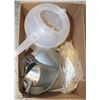 Image 1 : BOX OF VARIOUS FUNNELS AND JUGS
