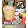 Image 1 : FLAT OF VARIOUS TAPE, FIBRE GLASS MAT, AND MORE