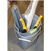Image 1 : LOT OF SQUEEGEE HEADS, POLE, TWO PAILS, & BRUSHES