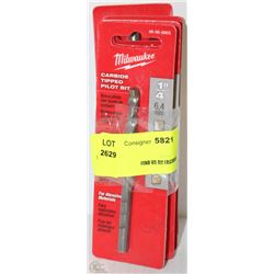 LOT OF 4 MILWAUKEE CARBIDE TIP 1/4" DRILL BIT