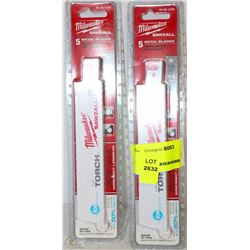 2PKS OF MILWAUKEE SAWSALL 6" METAL BLADES