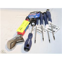 LOT OF 5 WESTWARD SCREW DRIVERS & CRESCENT WRENCH