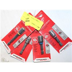 LOT OF 4 ASSORTED MILWAUKEE NUT DRIVER DRILL BITS
