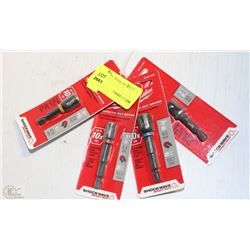 LOT OF 4 ASSORTED MILWAUKEE NUT DRIVER DRILL BITS