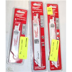 LOT OF 3PKS MILWAUKEE 5 GENERAL PURPOSE SAWSALL
