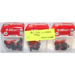LOT OF 3PK OF 10 MILWAUKEE IMPACT SQUARE RECESS