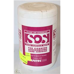 CONTAINER OF SOS HARD SURFACE WIPES