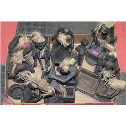 FLAT OF CARVED AFRICAN ACTION FIGURES