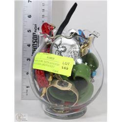 ROSE BOWL WITH ASSORTED WRIST WATCHES AND POCKET