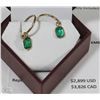 Image 1 : 14K YELLOW GOLD NATURAL EMERALD EARRINGS W/COA