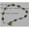 Image 1 : 14K YELLOW GOLD FANCY LINK EMERALD BRACELET W/COA