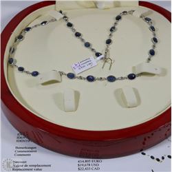 14K WHITE GOLD DIAMOND SAPPHIRE NECKLACE W/COA