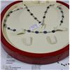 Image 1 : 14K WHITE GOLD DIAMOND SAPPHIRE NECKLACE W/COA