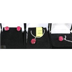 925 STERLING SILVER RUBY EARRING, PENDANT AND