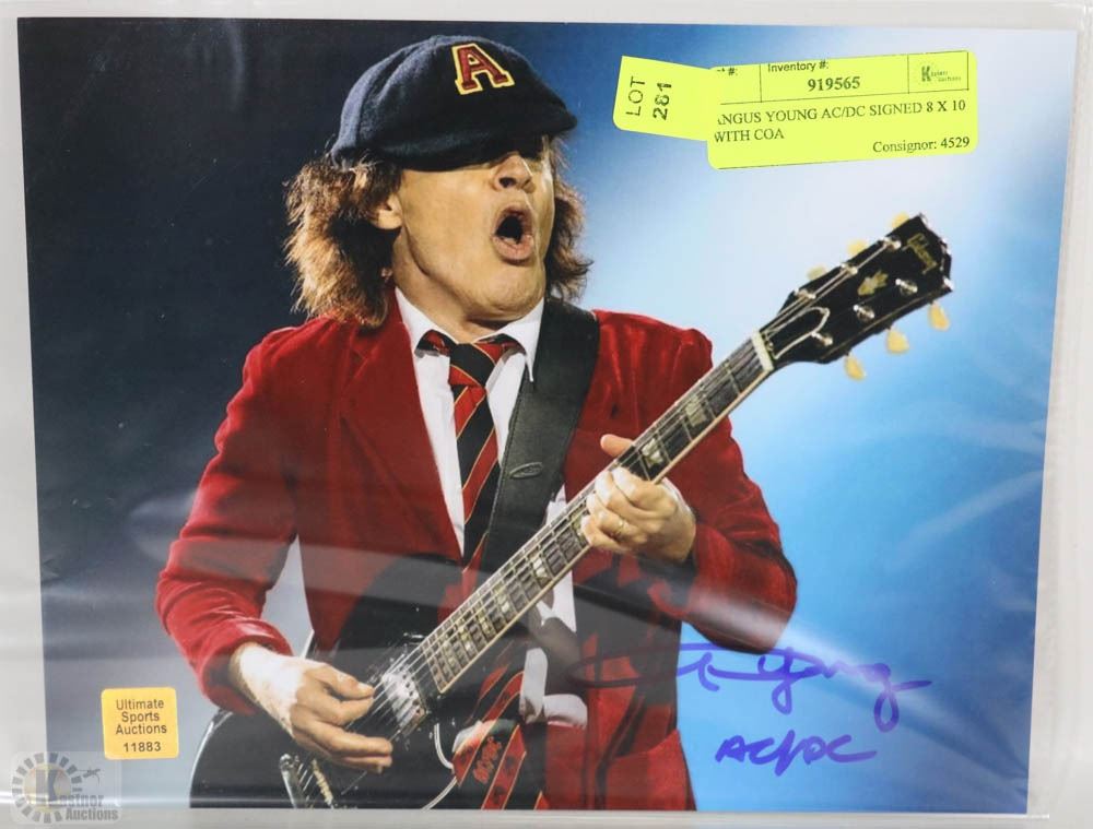 ANGUS YOUNG AC/DC SIGNED 8 X 10 WITH COA