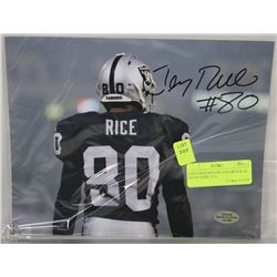 JERRY RICE SIGNED RAIDERS 8 X 10 PHOTO WITH COA
