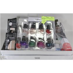 TRAY OF NEW NAILPOLISH INCL ELF,QUO AND MORE
