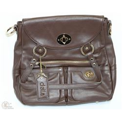 NEW DELLA LEATHER JODI SHOULDER BAG CHESTNUT BROWN