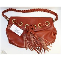 NEW DELLA LEATHER MEG PURSE CHESTNUT BROWN COLOR
