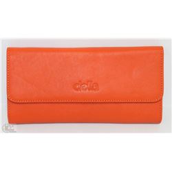 NEW DELLA LEATHER KAREN WALLET TANGERINE COLOR