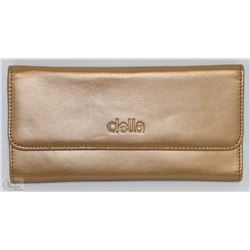 NEW DELLA LEATHER KAREN WALLET GOLD COLOR