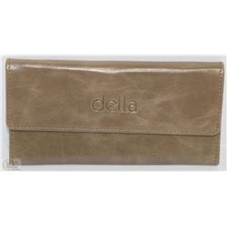 NEW DELLA LEATHER KAREN WALLET DOVE GREY COLOR