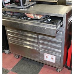 ST STEEL TOOL BOX ON WHEELS WITH CONTENTS