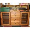 Image 1 : WOOD HUTCH WITH 4 DRAWERS AND 2 CUPBOARDS