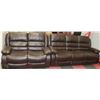 Image 1 : NEW BROWN LEATHERETTE RECLINING SOFA AND LOVE SEAT