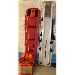 LOT OF 3 SAFETY BACKBOARDS & FERNO SOFT BRACES
