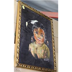 NATIVE CHILD PICTURE ON VELVET BY JOE TIEKOVIKY