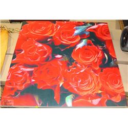 ROSE FLOWER PRINT ON WOOD FRAME (24"X24")