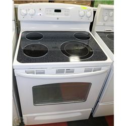 GE 4 BURNER GLASSTOP STOVE, SELF CLEANING