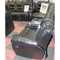 NEW BLACK LEATHERETTE DELUXE RECLINING SECTIONAL