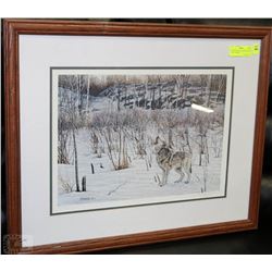 RANKIN PRINT OF A WOLF "MYSTIC CALL" FRAMED