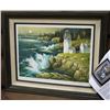 Image 1 : FRAMED "NEW ENGLAND LIGHTHOUSE" COLOR LITHOGRAPH