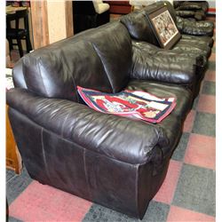100% LEATHER DARK BROWN SOFA AND LOVE SEAT