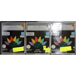 3 BOXES OF 100 LED MULTI COLOR CHRISTMAS LIGHTS