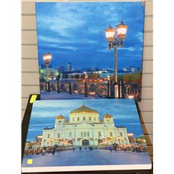 MOSCOW, RUSSIA CITY SCENE PICTURE ON WOOD FRAME