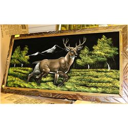 LARGE VELVET DEER PAINTING WITH